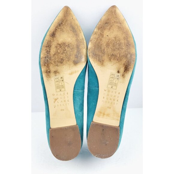 White House Black Market Turquoise embroidered pointy flats - Size 8‎ - Picture 8 of 8